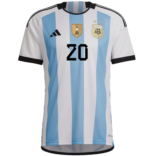 Adidas Argentina Giovanni Lo Celso Home Jersey w/ Copa America Champion Patch 22/23 (White/Team Light Blue)