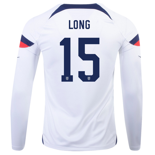 Nike United States Aaron Long Home Long Sleeve Jersey 22/23 (White/Loyal Blue)