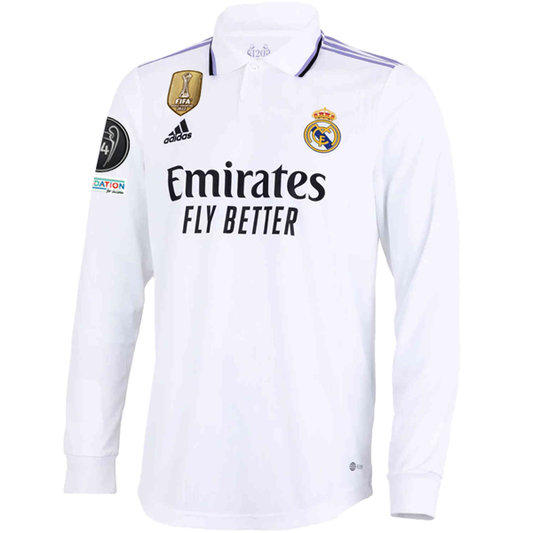 adidas Real Madrid Authentic Vinicius Jr. Long Sleeve Home Jersey w/ Champions League  Patches 22/23 (White)