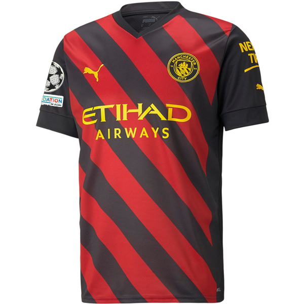 Puma Manchester City Ruben Dias Away Jersey w/ Champions League Patches 22/23 (Puma Black/Tango Red)