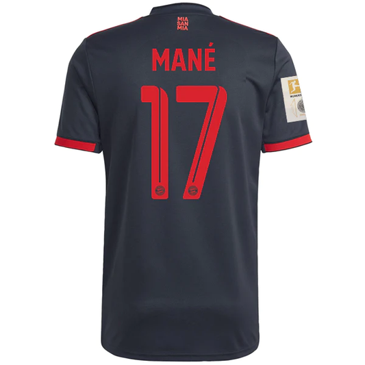 adidas Bayern Munich Sadio Mane Third Jersey w/ Bundesliga +10 Times Winner Patches 22/23 (Night Grey)