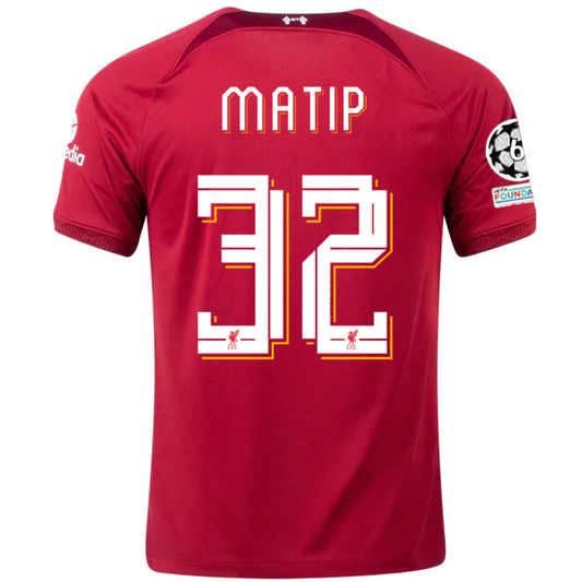 Products Nike Liverpool Joel Matip Home Jersey w/ Champions League Patches 22/23 (Tough Red/Team Red)