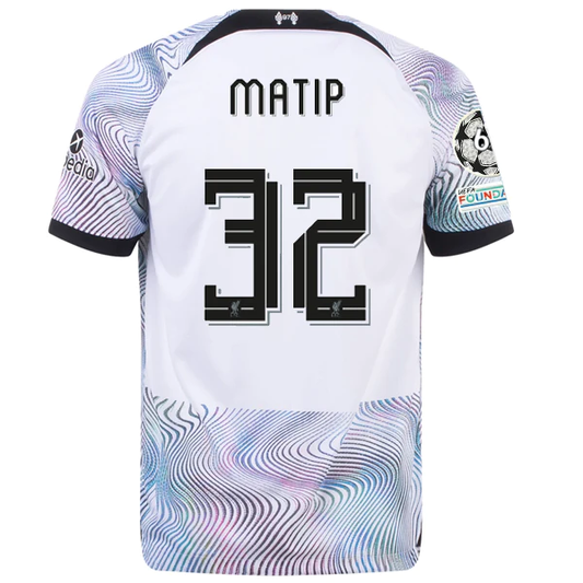 Nike Liverpool Joel Matip Away Jersey w/ Champions League Patches 22/23 (White/Black)