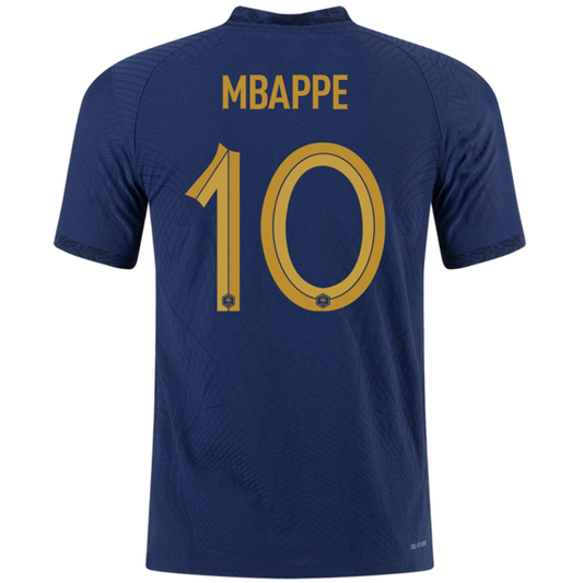Nike France Authentic Match Kylian Mbappe Home Jersey w/ World Cup Champion Patch 22/23 (Midnight Navy/Metallic Gold)