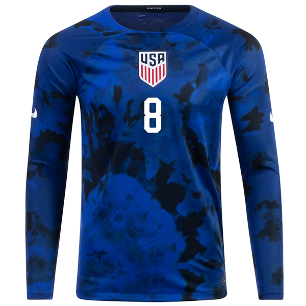 Nike United States Weston Mckennie Long Sleeve Away Jersey 22/23 (Bright Blue/White)