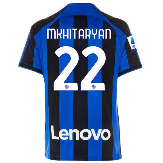 Nike Inter Milan Mkhitaryan Home Jersey w/ Serie A + Copa Italia Patches 22/23 (Lyon Blue/Black)