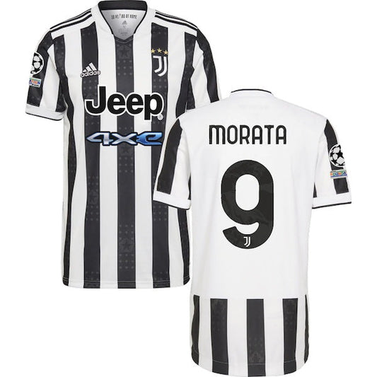 adidas Juventus Alvaro Morata Home Jersey w/ Champions League Patches 21/22 (White/Black)