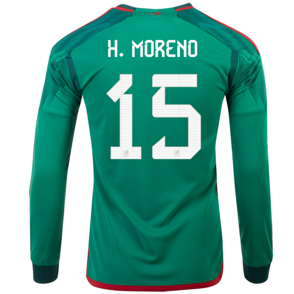adidas Mexico Hector Moreno Home Long Sleeve Jersey 22/23 (Vivid Green)