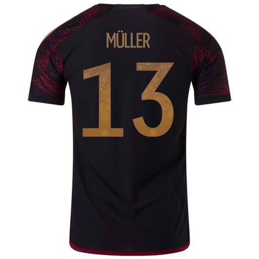 adidas Germany Authentic Thomas Muller Away Jersey 22/23 (Black/Burgundy)