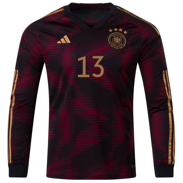 adidas Germany Thomas Muller Away Long Sleeve Jersey 22/23 (Black/Burgundy)