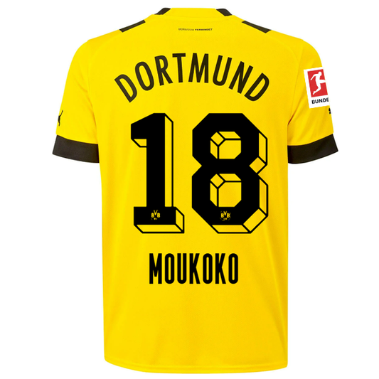 Puma BVB Dortmund Muokoko Home Jersey w/ Bundesliga Patch 22/23 (Cyber Yellow/Black)
