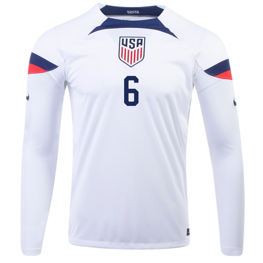 Nike United States Yunus Musah Home Long Sleeve Jersey 22/23 (White/Loyal Blue)