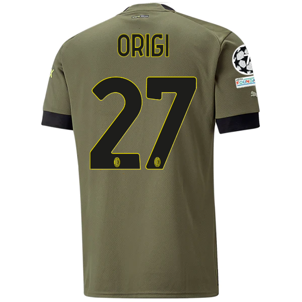 Puma AC Milan Divock Origi Third Jersey w/ Champions League Patches 22/23 (Dark Green Moss/Spring Moss)