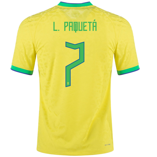 Nike Brazil Authentic Lucas Paqueta Match Home Jersey 22/23 (Dynamic Yellow/Paramount Blue)