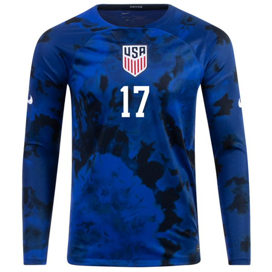 Nike United States Jordan Pefok Long Sleeve Away Jersey 22/23 (Bright Blue/White)