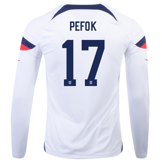 Nike United States Jordan Pefok Home Long Sleeve Jersey 22/23 (White/Loyal Blue)