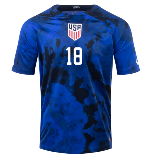 Nike United States Ricardo Pepi Away Jersey 22/23 (Bright Blue/White)