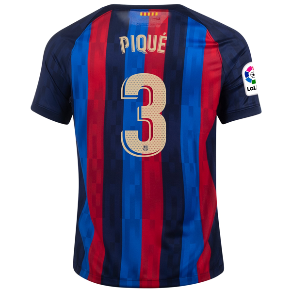 Nike Barcelona Gerard Pique Home Jersey w/ La Liga Patch 22/23 (Obsidian/Sesame)