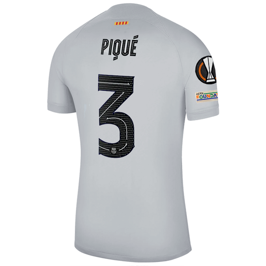 Nike Barcelona Pique Third Jersey w/ Europa League Patches 22/23 (Sky Grey/Black)