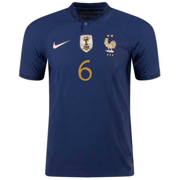 Nike France Authentic Match Paul Pogba Home Jersey w/ World Cup Champion Patch 22/23 (Midnight Navy/Metallic Gold)