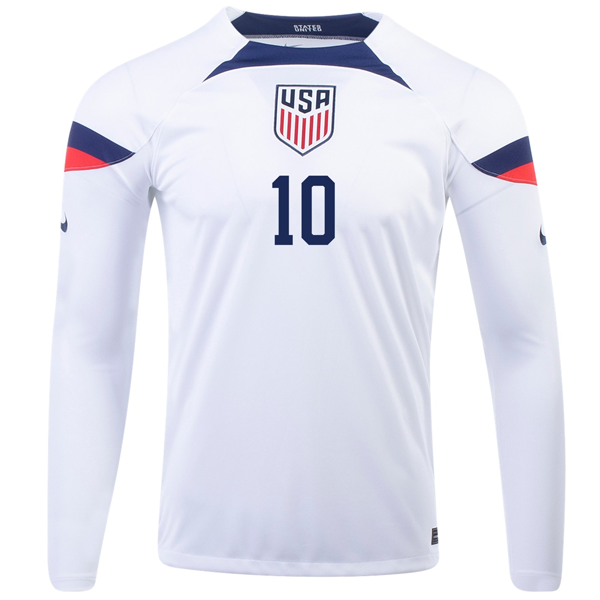 Nike United States Christian Pulisic Home Long Sleeve Jersey 22/23 (White/Loyal Blue)