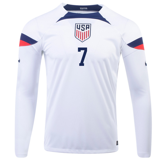 Nike United States Gio Reyna Home Long Sleeve Jersey 22/23 (White/Loyal Blue)