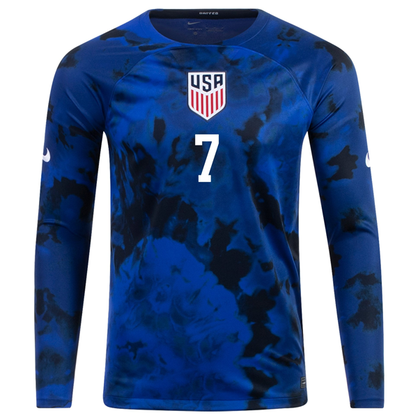 Nike United States Gio Reyna Long Sleeve Away Jersey 22/23 (Bright Blue/White)