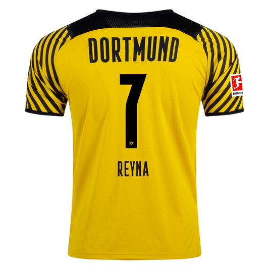 Puma Dortmund Gio Reyna Home Jersey w/ Bundesliga Patch 21/22 (Cyber Yellow/Black)