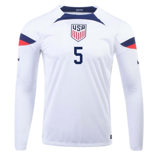 Nike United States Antonee Robinson Home Long Sleeve Jersey 22/23 (White/Loyal Blue)