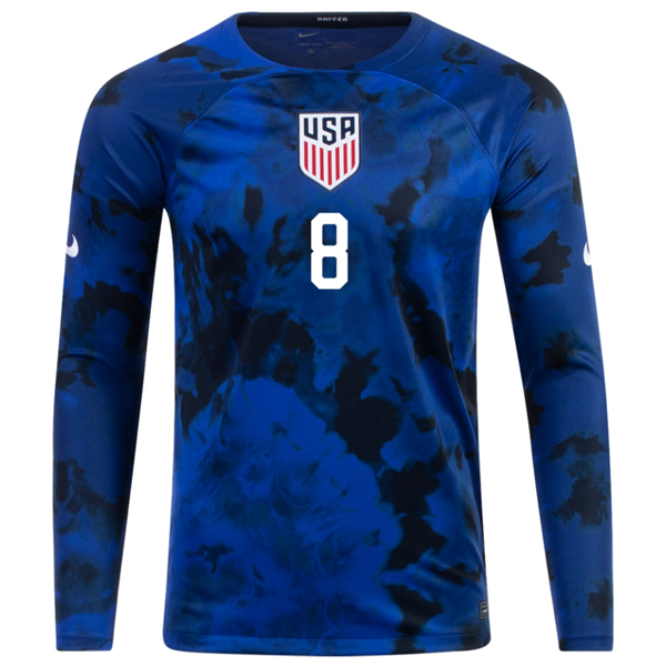 Nike United States Cristian Roldan Long Sleeve Away Jersey 22/23 (Bright Blue/White)