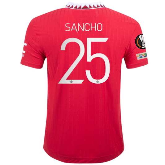 adidas Manchester United Jadon Sancho Authentic Home Jersey w/ Europa League Patches 22/23 (Real Red)