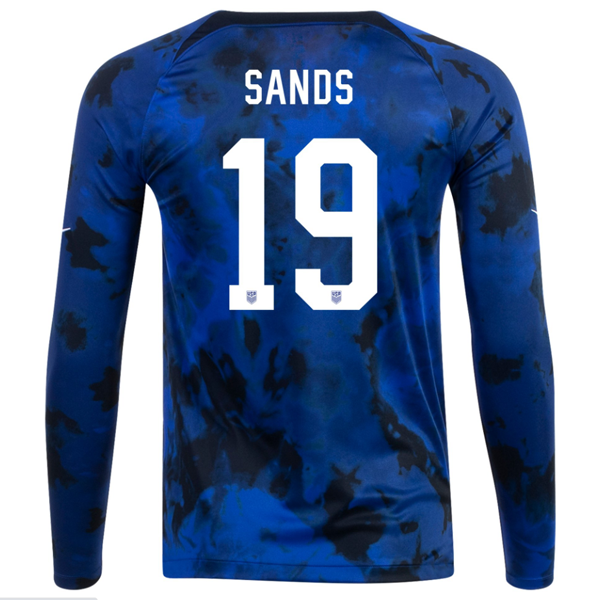 Nike United States James Sands Long Sleeve Away Jersey 22/23 (Bright Blue/White)