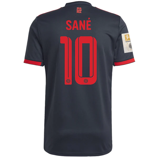 adidas Bayern Munich Leroy Sane Third Jersey w/ Bundesliga +10 Times Winner Patches 22/23 (Night Grey)