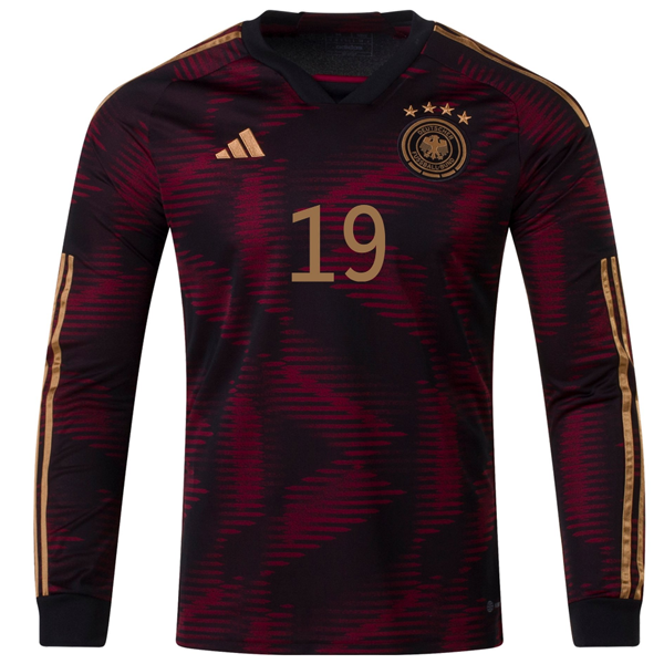 adidas Germany Leroy Sane Away Long Sleeve Jersey 22/23 (Black/Burgundy)