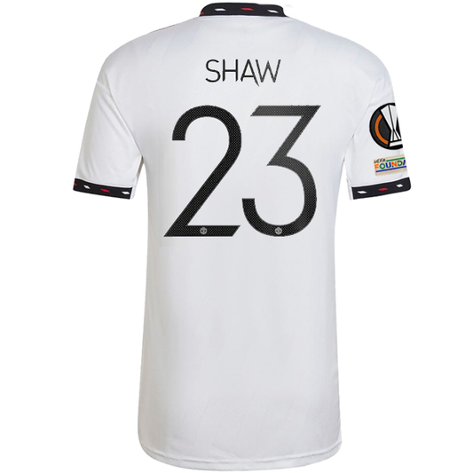 adidas Manchester United Luke Shaw Away Jersey w/ Europa League Patches 22/23 (White)