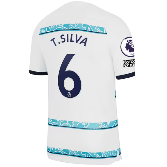Nike Chelsea Thiago Silva Away Jersey w/ EPL + Club World Cup Patches 22/23 (White/College Navy)