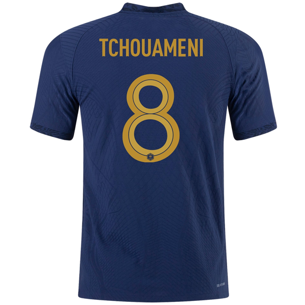 Nike France Authentic Match Tchouameni Home Jersey w/ World Cup Champion Patch 22/23 (Midnight Navy/Metallic Gold)