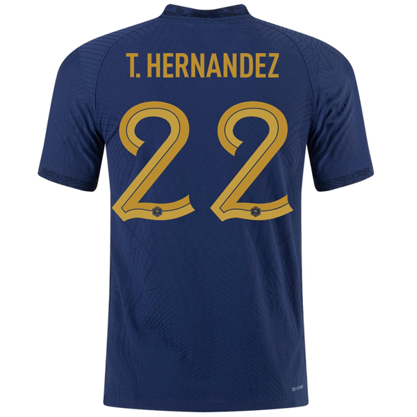 Nike France Authentic Match Theo Hernandez Home Jersey w/ World Cup Champion Patch 22/23 (Midnight Navy/Metallic Gold)