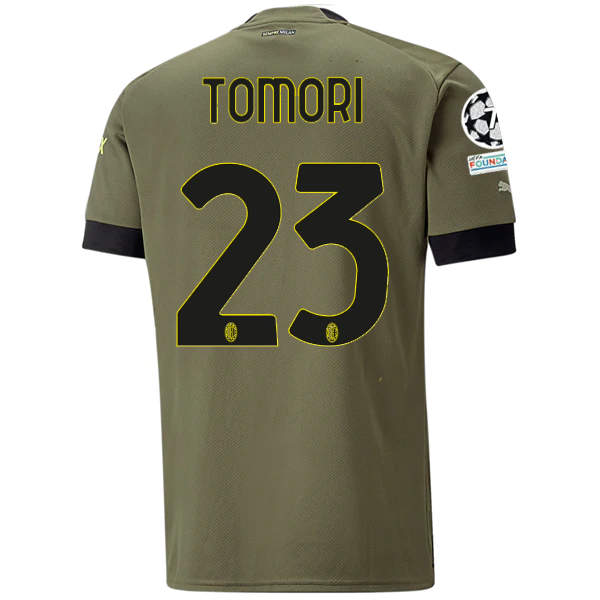 Puma AC Milan Tomori Third Jersey w/ Champions League Patches 22/23 (Dark Green Moss/Spring Moss)