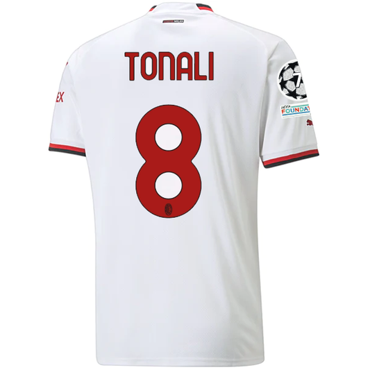 Puma AC Milan Tonali Away Jersey w/ Champions League + Scudetto Patches 22/23 (White)