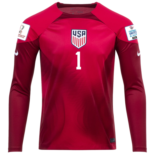 Nike United States Matt Turner Goalkeeper Long Sleeve Jersey w/ World Cup 2022 Patches (Mystic Hibiscus/Team Red)