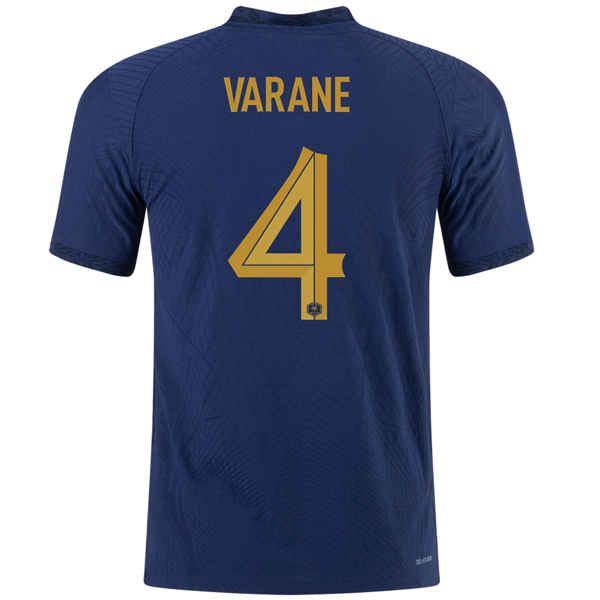 Nike France Authentic Match Raphael Varane Home Jersey w/ World Cup Champion Patch 22/23 (Midnight Navy/Metallic Gold)