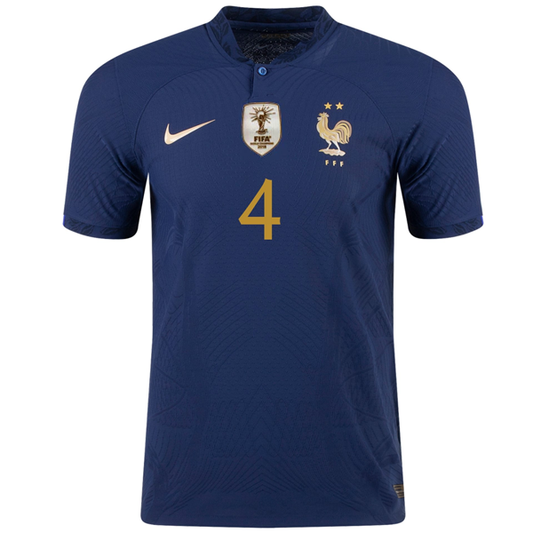Nike France Authentic Match Raphael Varane Home Jersey w/ World Cup Champion Patch 22/23 (Midnight Navy/Metallic Gold)