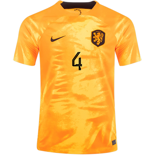 Nike Netherlands Virgil Van Dijk Home Jersey 22/23 (Laser Orange/Black)