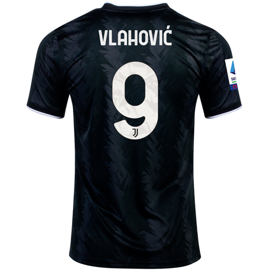 adidas Juventus Dušan Vlahović Away Jersey w/ Serie A Patch 22/23 (Black/White/Carbon)