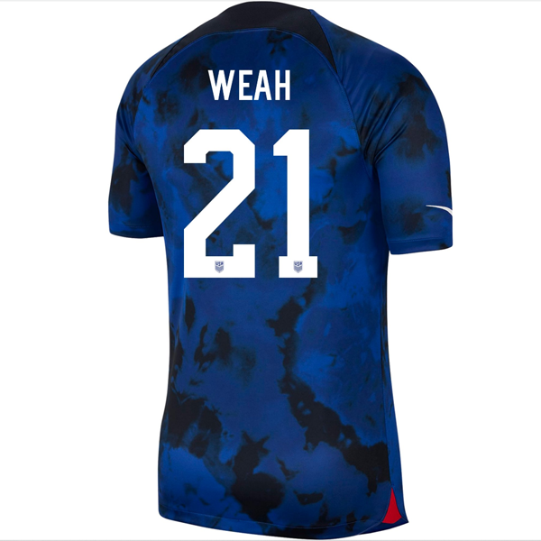 Nike United States Timothy Weah Authentic Match Away Jersey 22/23 (Bright Blue/White)