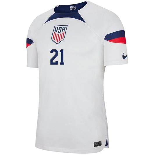 Nike United States Authentic Match Timothy Weah Home Jersey 22/23 (White/Loyal Blue)